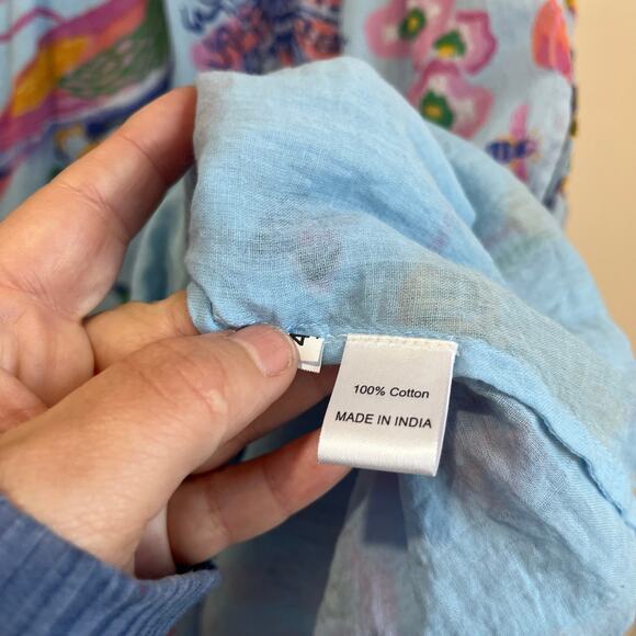 Banjanan Chandra 100% Cotton Ruffle Tiered Sleeveless Printed Dress XS - Picture 5 of 9